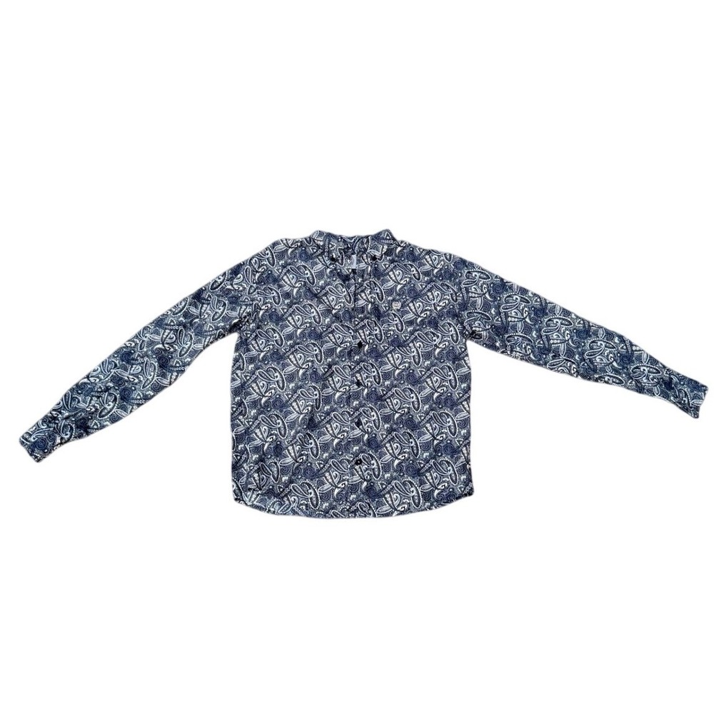 Cinch Boys XL 14 Paisley Button Down‎ Shirt Navy Blue Long Sleeve MTW7060350